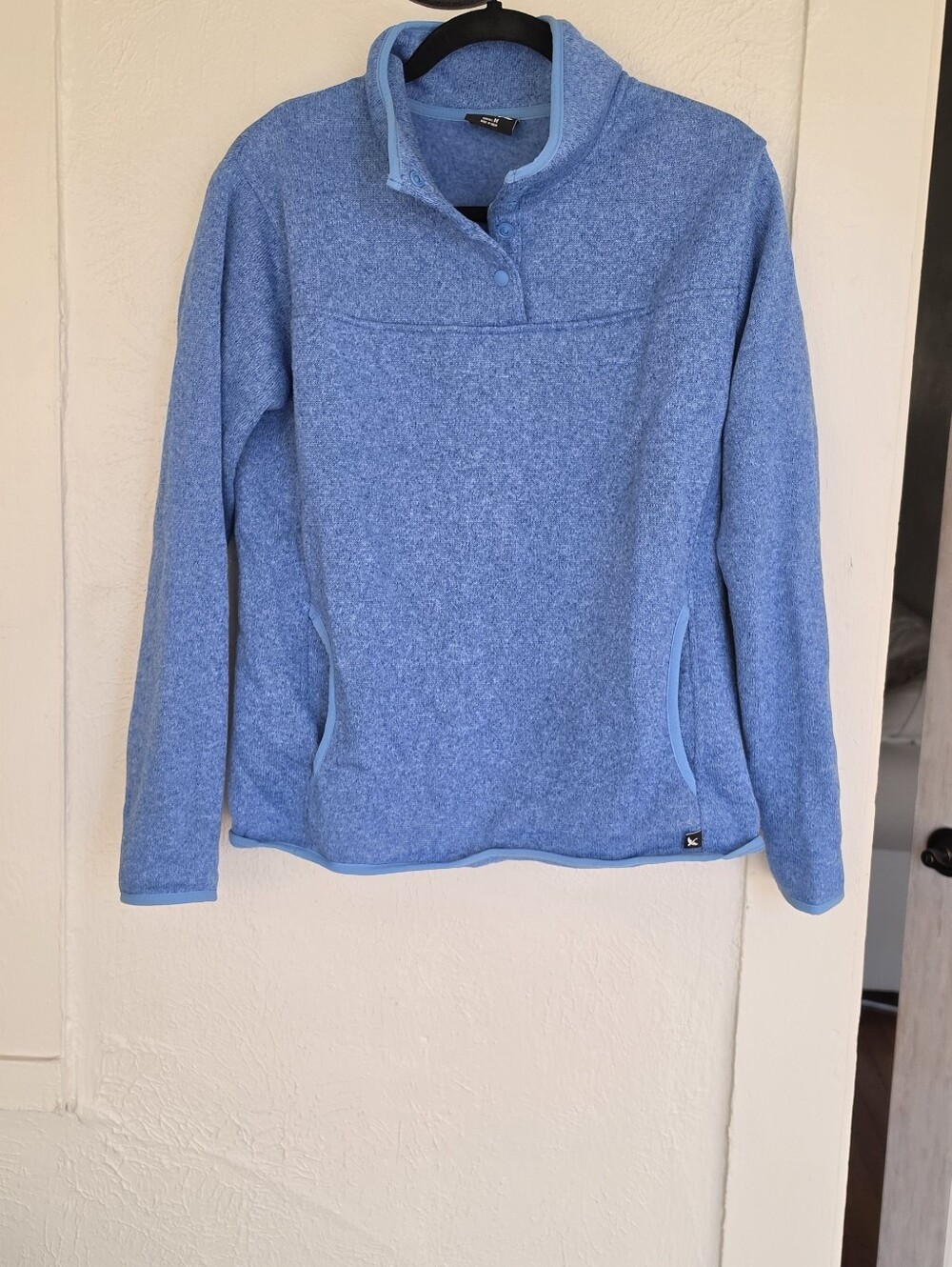 Eddie Bauer Light Blue Fleece Snap-Placket Pullover